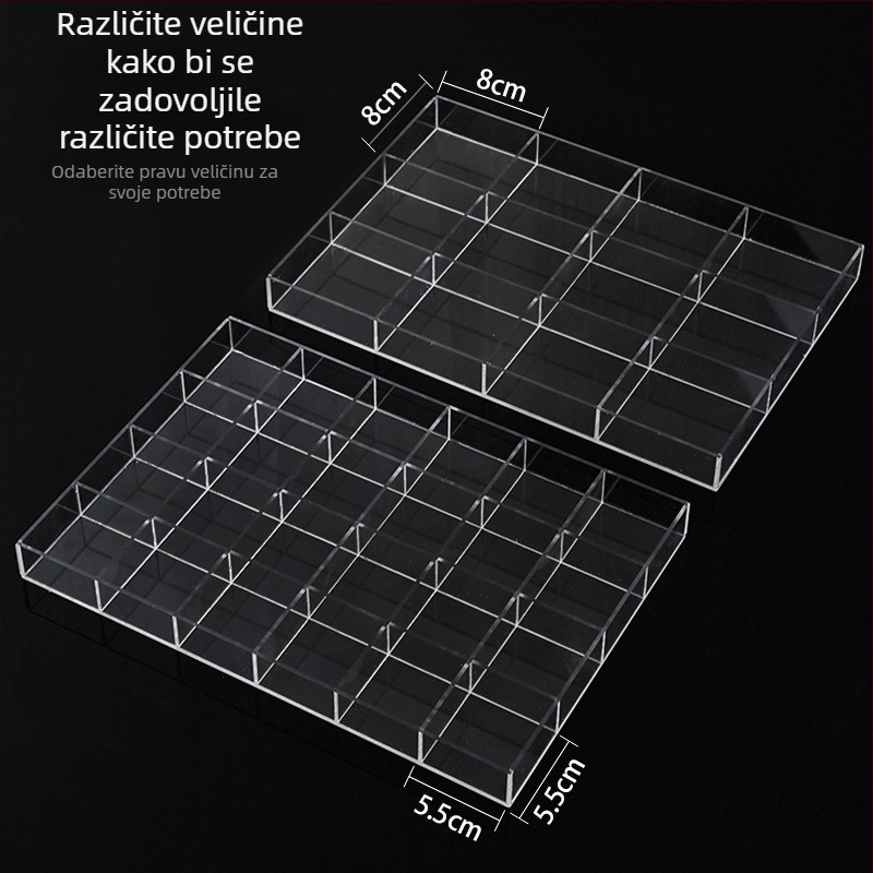 Prozirna plastična kutija za nakit s pregradama za narukvice, ogrlice i naušnice – velika kapaciteta