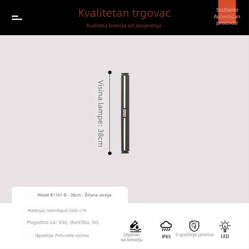 Modni kineski stil: duga vanjska zidna svjetiljka s dvostrukom glavom za ulaz vile, ugrađena stupna svjetiljka, vodootporna rasvjeta dvorišta