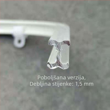 Aluminijska legura ultra-tanka zakrivljena tračnica zavjesa za prozore koji se otvaraju prema unutra i kutne prozore, U‑oblikovana uska tračnica, nevidljiv klizni kanal, montaža na vrh ili bočno