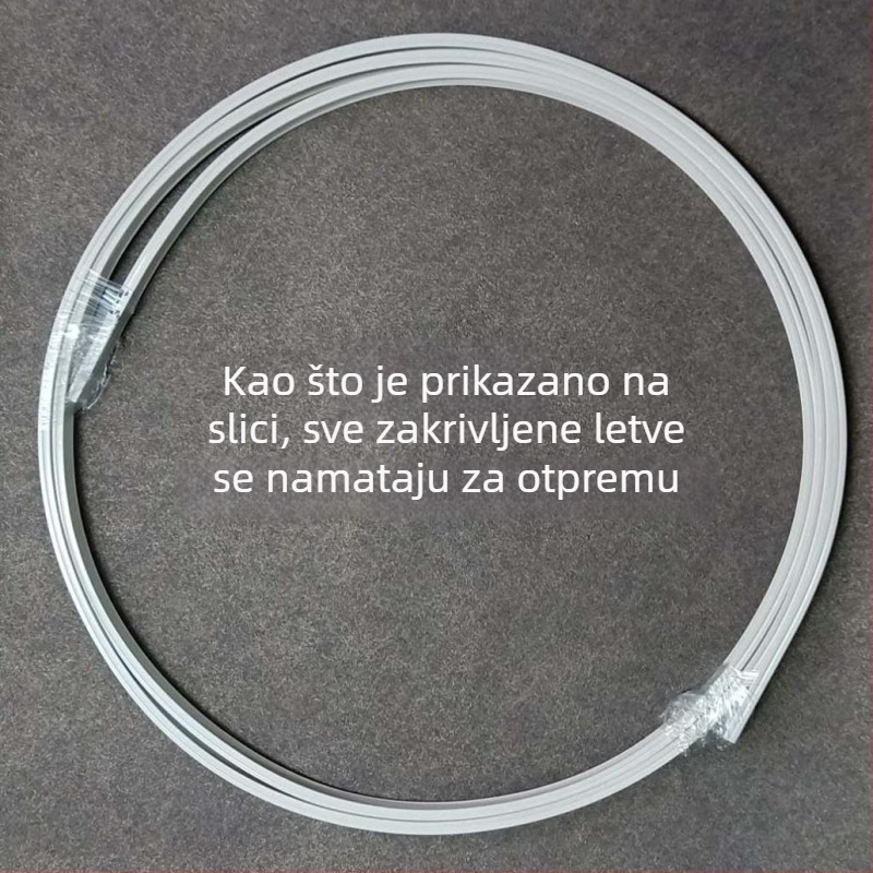 Aluminijska legura ultra-tanka zakrivljena tračnica zavjesa za prozore koji se otvaraju prema unutra i kutne prozore, U‑oblikovana uska tračnica, nevidljiv klizni kanal, montaža na vrh ili bočno