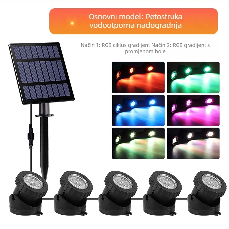 Solarna podvodna rasvjeta za vanjske ribnjake i bazene, RGB šarena rasvjeta za akvarij, fontanu i zidnu rasvjetu