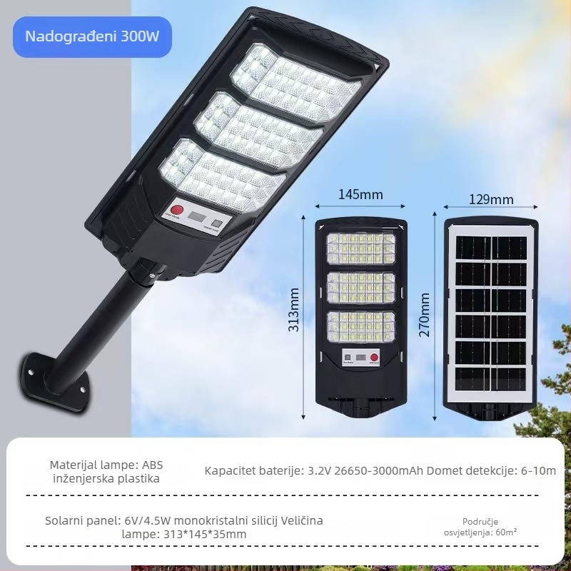 Unaprijeđena solarna ulična svjetiljka s 5054 perle, integrirano zidno svjetlo za vrt i dvorište