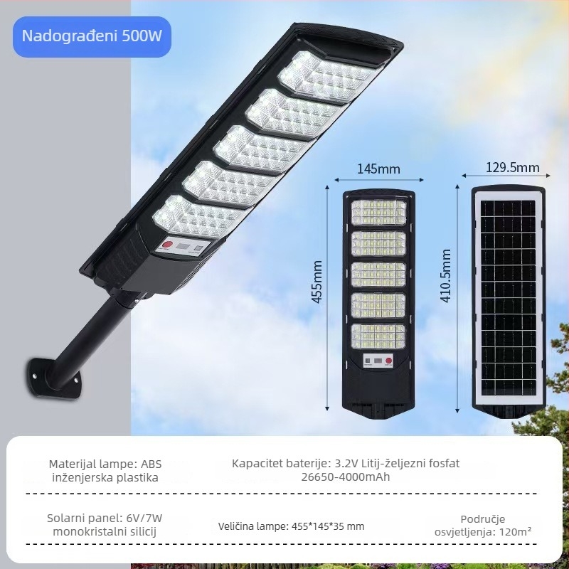 Unaprijeđena solarna ulična svjetiljka s 5054 perle, integrirano zidno svjetlo za vrt i dvorište