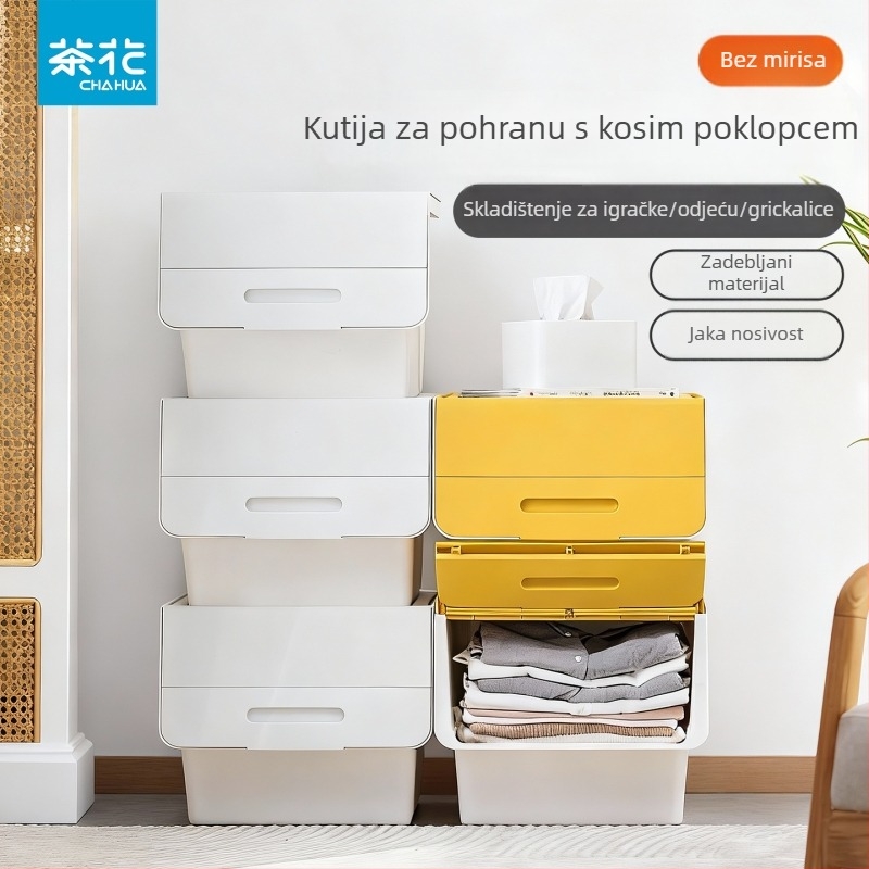 Camellia kutija za skladištenje sa šiklim poklopcem, organizator za odjeću i skladište igračaka, 34 L