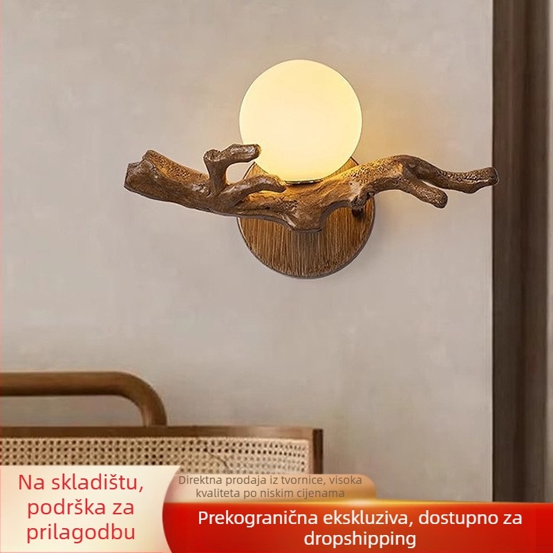 Stenska lampa u stilu wabi-sabi s kineskim zenom za spavaću sobu, uz krevet, balkon i hodnik – retro japanska zidna lampa