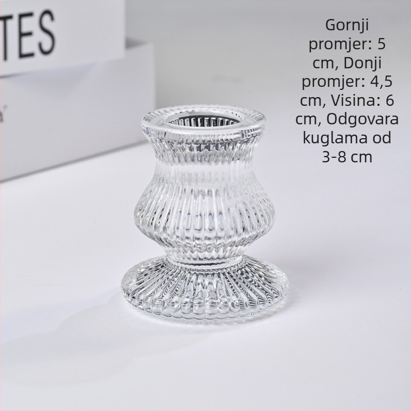 Prirodna kristalna kugla s bazom – stakleni držač svijeće i stolna dekoracija