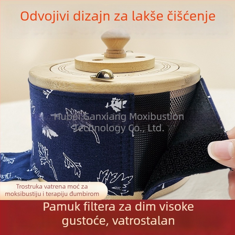 Drvena kutija za moksibuziju, prenosno bezdimno kućno uređaj za cijelo tijelo, s zamjenjivim filtrima dima