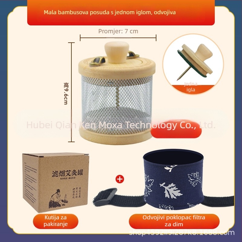 Drvena kutija za moksibuziju, prenosno bezdimno kućno uređaj za cijelo tijelo, s zamjenjivim filtrima dima