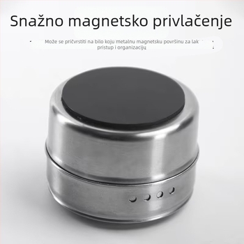 Magnetski prozirni set posuda za začine od nehrđajućeg čelika: posuda, boca i kutija za začine za vanjski roštilj, magnetski dizajn