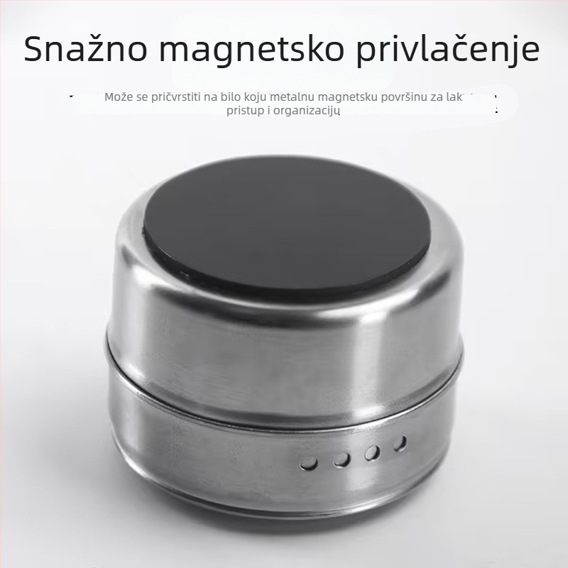 Magnetski prozirni set posuda za začine od nehrđajućeg čelika: posuda, boca i kutija za začine za vanjski roštilj, magnetski dizajn