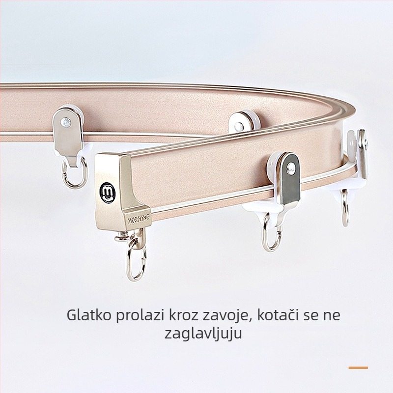 Aluminijska šina za zavjese, U‑oblik glatka vođenje, kukasti stil, L‑oblik kutni prozor/balkon, moderni minimalistički stil