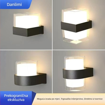 Vanjska zidna svjetiljka, vodootporna, aluminijsko kućište, moderni minimalistički dizajn, 12 LED, 3000K, 5000 lm, IP65