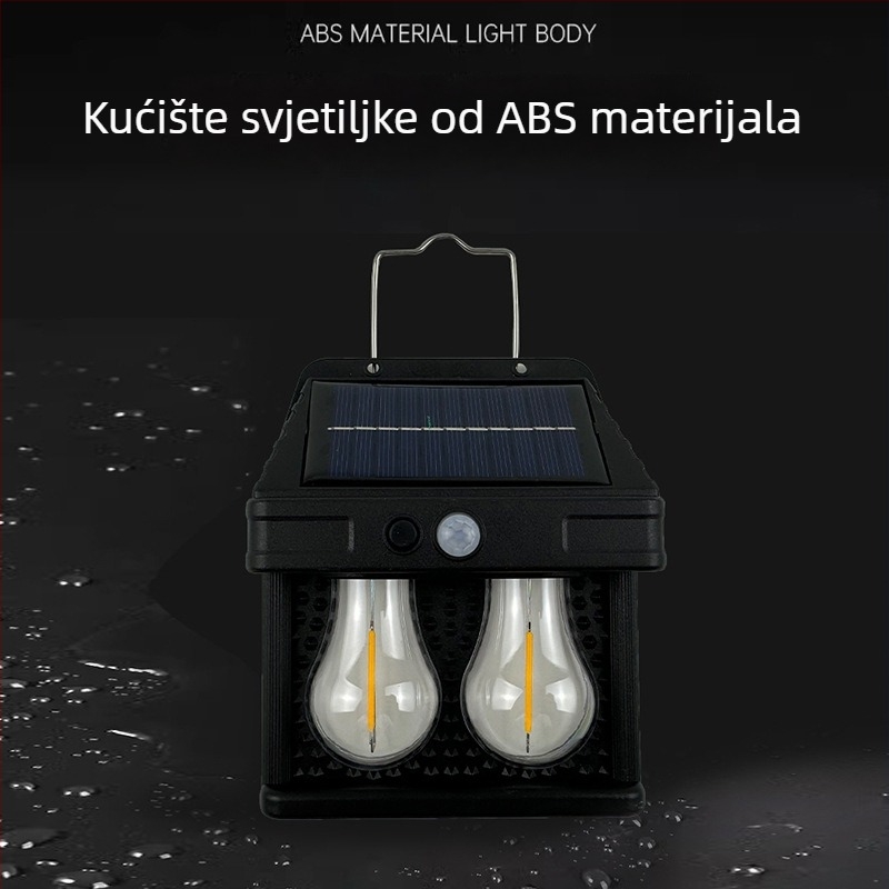 Nova vanjska solarna zidna svjetiljka s detekcijom pokreta, vodootporna žarulja s volframovom niti za vrt i vilu