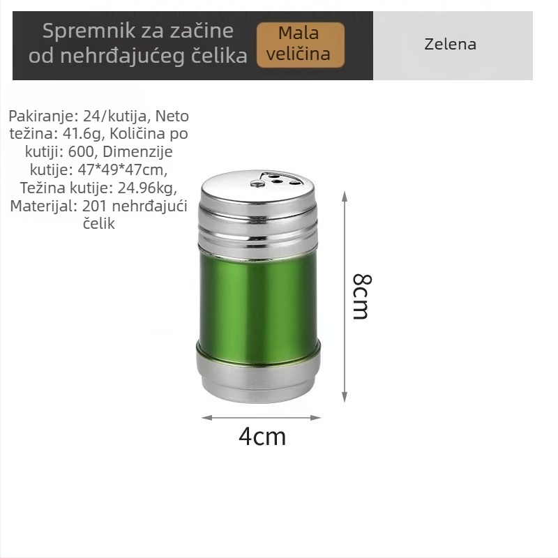 Dávkovač začinskih smjesa za roštilj od nehrđajućeg čelika, šarena posuda za prašak sezama, kumina i papar