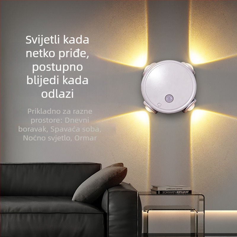 Senzor pokreta, minimalistična magnetna LED lampa za zid ili stol, u obliku oka mačke, višebojna LED s ugrađenom baterijom