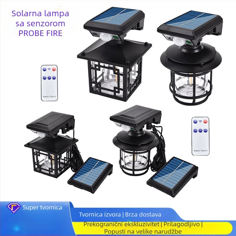 Solarna zidna svjetiljka s senzorom pokreta, vodootporna za vanjsko dvorište, dekorativno osvjetljenje za kuću ili vilu.