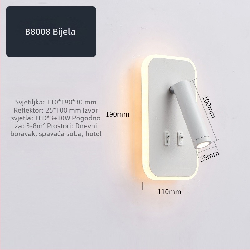 LED zidna lampa s prekidačem, moderni minimalistički stil, novi kineski dizajn, lampica za čitanje uz krevet u hotelskoj sobi