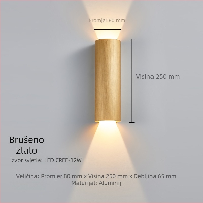 Dizajnerska zidna lampa sa staklenim abažurom, moderni minimalistički stil za dnevni boravak, spavaću sobu i hodnik