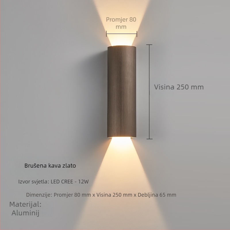 Dizajnerska zidna lampa sa staklenim abažurom, moderni minimalistički stil za dnevni boravak, spavaću sobu i hodnik