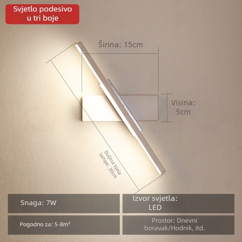 Prilagodljiva zidna lampa za spavaću sobu – moderni minimalistički LED zidna svjetiljka za dnevni boravak, hodnik i stubište