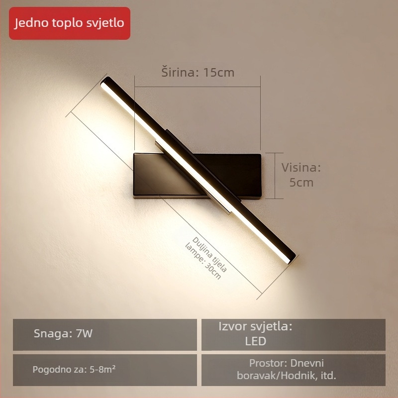 Prilagodljiva zidna lampa za spavaću sobu – moderni minimalistički LED zidna svjetiljka za dnevni boravak, hodnik i stubište