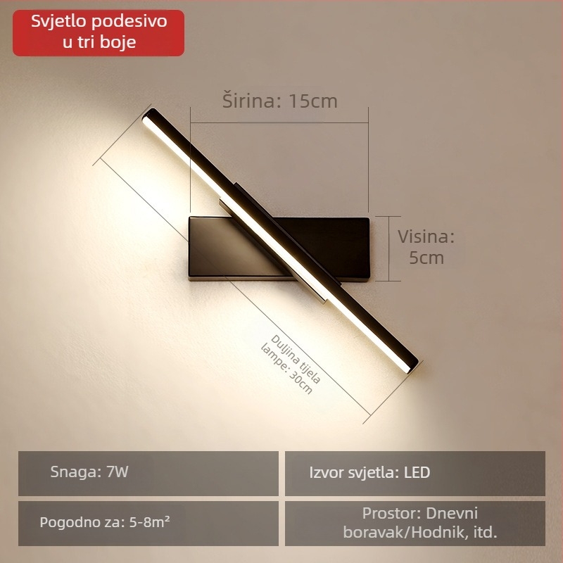 Prilagodljiva zidna lampa za spavaću sobu – moderni minimalistički LED zidna svjetiljka za dnevni boravak, hodnik i stubište