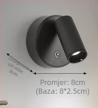 Zidna lampa pored kreveta za čitanje, punjiva, bez kablova, bez ugradnje, okretna noćna lampa europskog stila s magnetskim dodirnim prekidačem