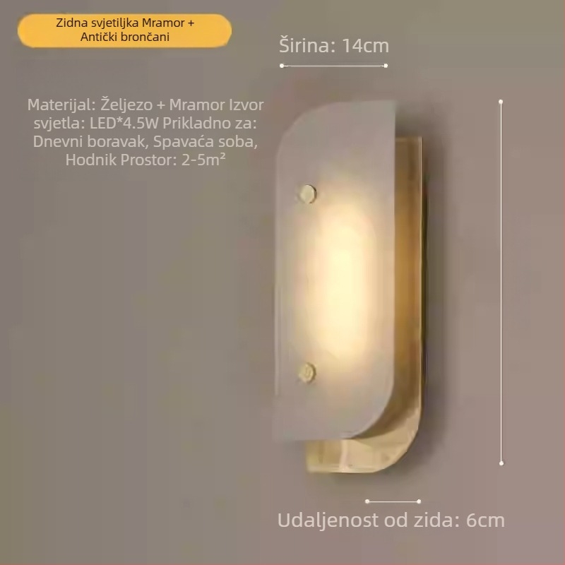 Zidna svjetiljka od mramora, lagani luksuz, za dnevnu sobu, spavaću sobu, hodnik i ulaz