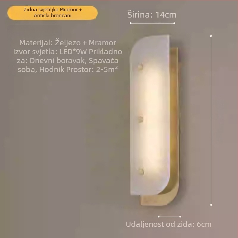 Zidna svjetiljka od mramora, lagani luksuz, za dnevnu sobu, spavaću sobu, hodnik i ulaz