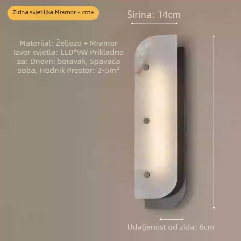 Zidna svjetiljka od mramora, lagani luksuz, za dnevnu sobu, spavaću sobu, hodnik i ulaz