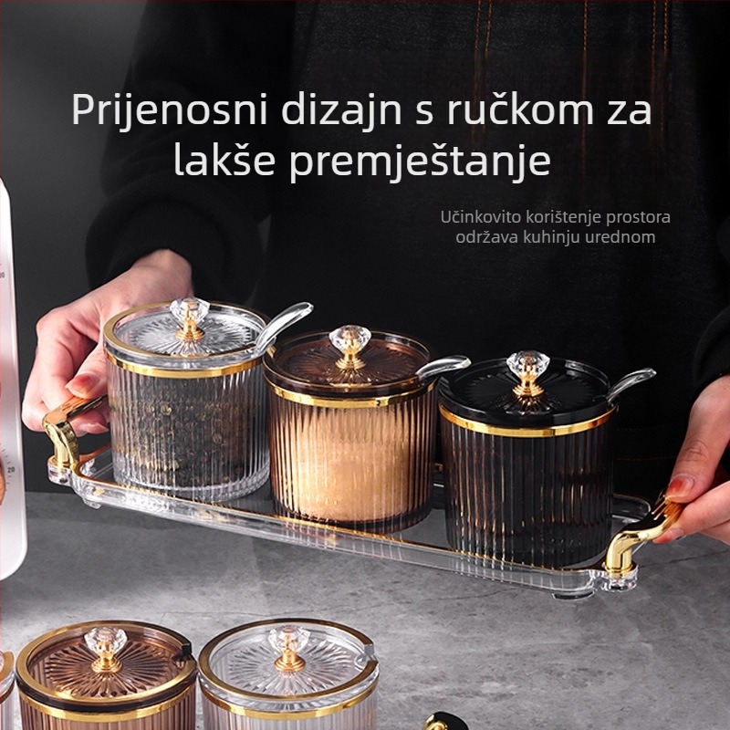 Set posuda za začine u europskom stilu za kuhinju, kutija za čili ulje, posude za sol i začine