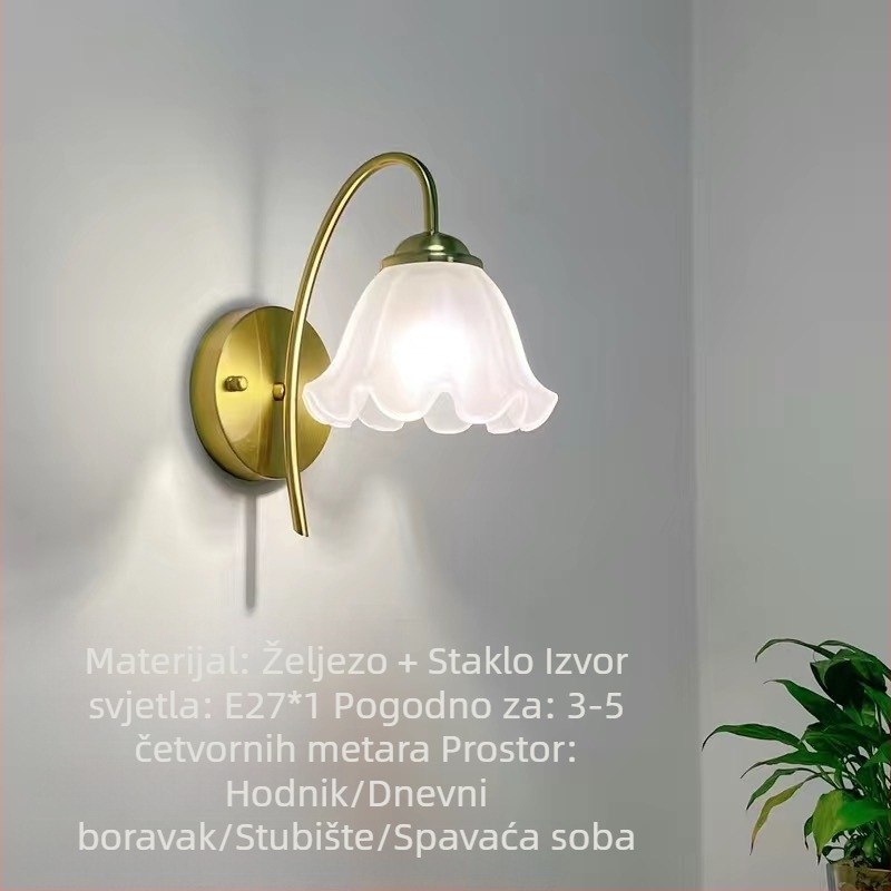 Stenska noćna svjetiljka uz krevet – glavna spavaća soba, minimalistički moderni nordijski stil, pogodna za radnu sobu, balkon, hodnik i dnevni boravak