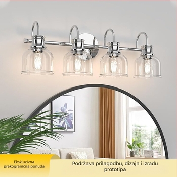 Staklena zidna lampa za spavaću sobu, američki stil, moderni minimalistički dizajn, metalno tijelo, LED, prekidač na zidu, pogodna za hodnik i stubište