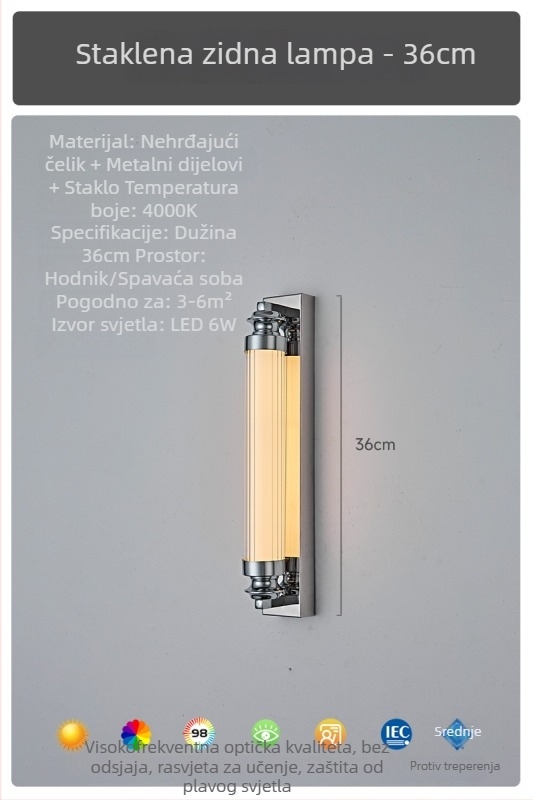 Bauhaus minimalistna duga zidna lampa za hodnik i kupaonsko ogledalo, LED