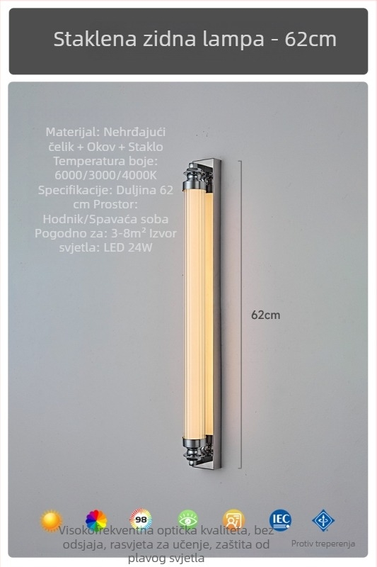Bauhaus minimalistna duga zidna lampa za hodnik i kupaonsko ogledalo, LED