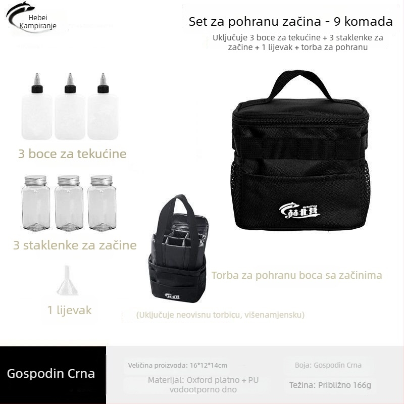 Prijenosni set posuda za začine za kampiranje i roštilj, uz kutiju za pohranu