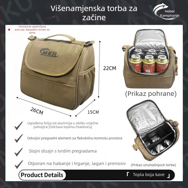 Prijenosni set posuda za začine za kampiranje i roštilj, uz kutiju za pohranu