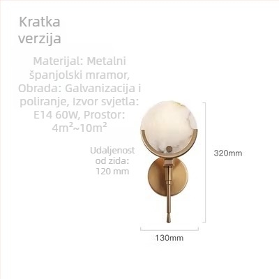 Skandinavska postmodernistička minimalistička mramorna zidna svjetiljka, novi kineski stil, lagani luksuz za hotele, hodnike i spavaće sobe