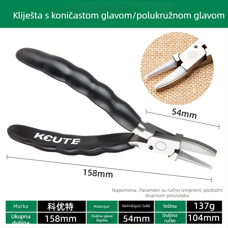 Klešta za nakit s najlonskim ravnim čeljustima i oštrim vrhom, protuklizno, višenamjenski DIY alat za pričvršćivanje
