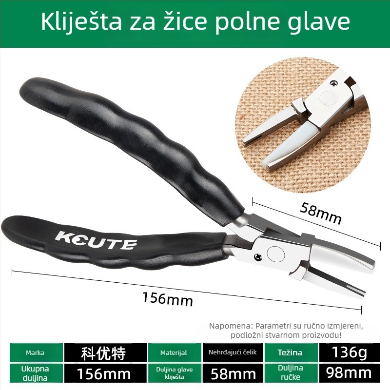 Klešta za nakit s najlonskim ravnim čeljustima i oštrim vrhom, protuklizno, višenamjenski DIY alat za pričvršćivanje