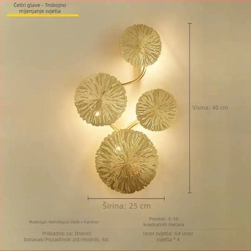 Moderna zidna svjetiljka od nehrđajućeg čelika s titan završetkom, nordijski stil, dekorativna svjetiljka za spavaću sobu, dnevni boravak i hodnik