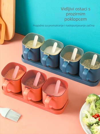 Kuhinjski set posuda za začine — plastične bočice i posude za začine, solnjak i spremnik za začine, set 62