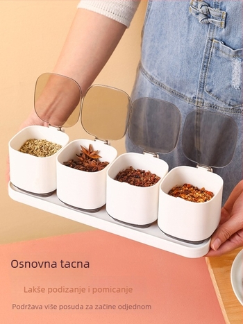 Kuhinjski set posuda za začine — plastične bočice i posude za začine, solnjak i spremnik za začine, set 62