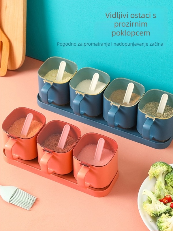 Kuhinjski set posuda za začine — plastične bočice i posude za začine, solnjak i spremnik za začine, set 62