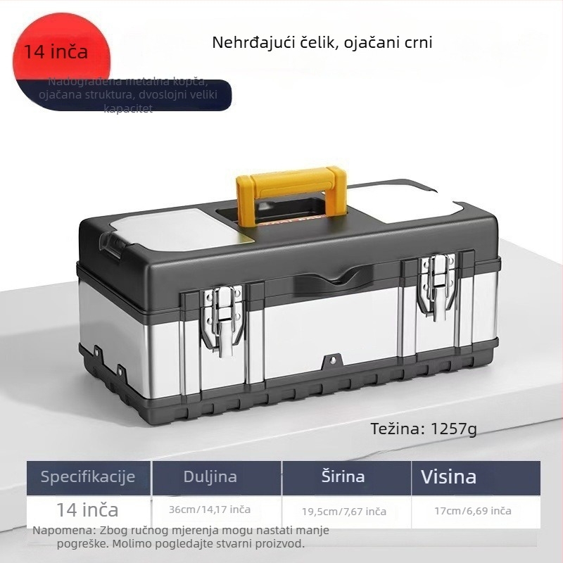Prijenosna metalna kutija za alate s velikim multifunkcionalnim setom i kutijom za pohranu