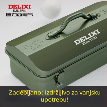 Delixi višenamjenska metalna kutija za alate za dom i radionu, industrijske kvalitete, kutija za pohranu od čvrstog metala za popravke automobila