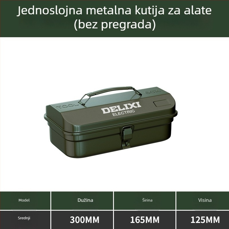 Delixi višenamjenska metalna kutija za alate za dom i radionu, industrijske kvalitete, kutija za pohranu od čvrstog metala za popravke automobila