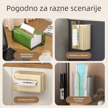 CCKO Zidna kutija za maramice za kupaonicu, vodootporna, bez bušenja, izvlačno skladište papira