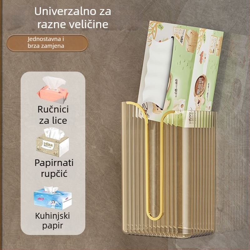 CCKO Zidna kutija za maramice za kupaonicu, vodootporna, bez bušenja, izvlačno skladište papira