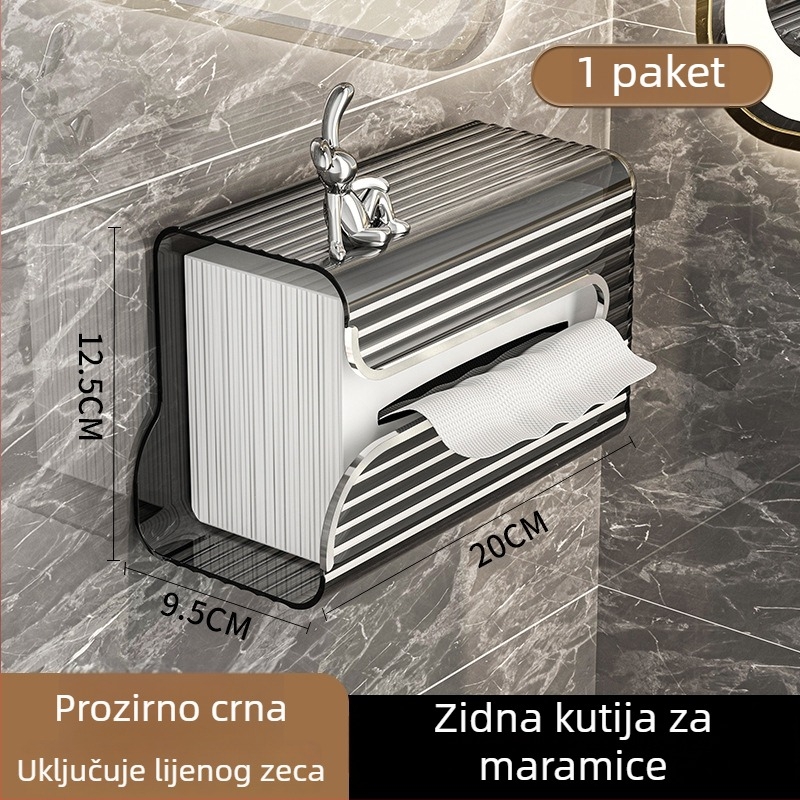 CCKO Zidna kutija za maramice za kupaonicu, vodootporna, bez bušenja, izvlačno skladište papira